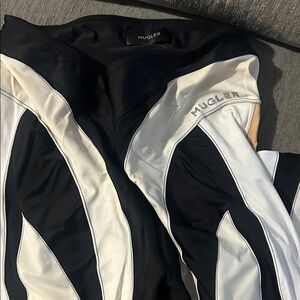 Mugler Black and White Wave Design Top